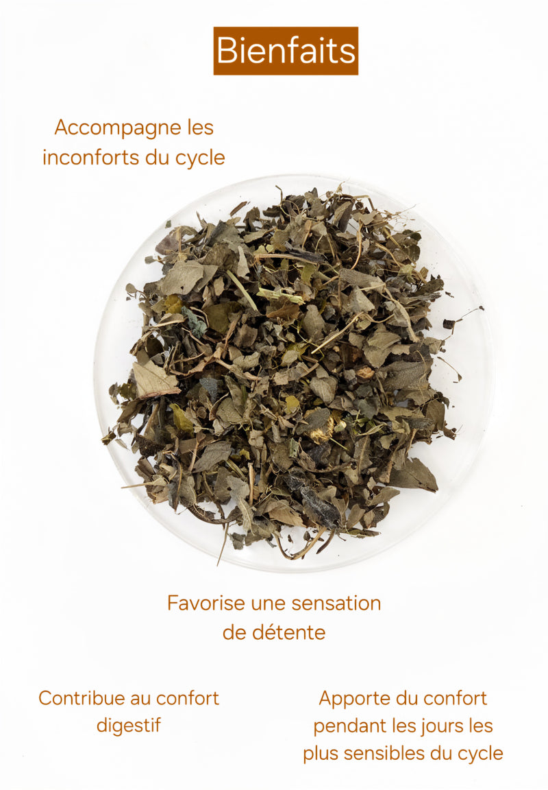 Infusion Confort Femme : Citronnelle, Clou de girofle, Feuille de citronnier, Thé des savanes, Gingembre